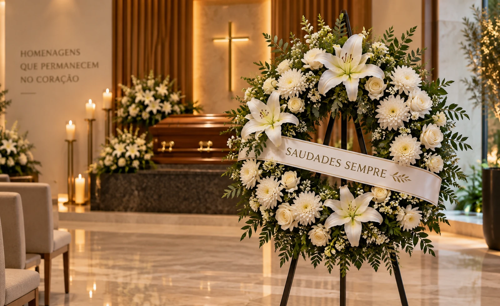 Coroas de flores e homenagens florais