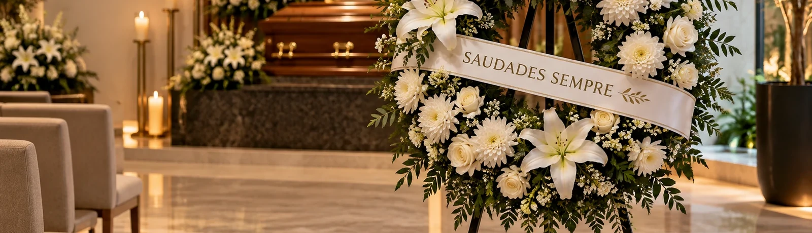 Coroa de flores para homenagem funerária