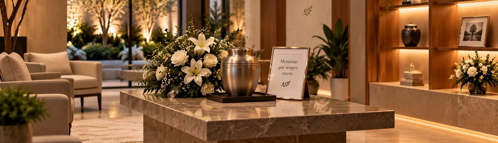 Ambiente memorial para cerimônia e cremação