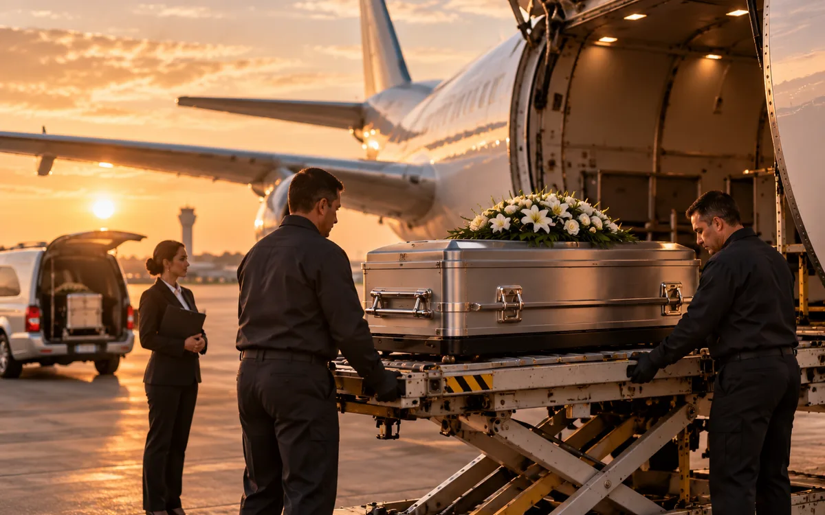 Operação de translado funerário aéreo no aeroporto